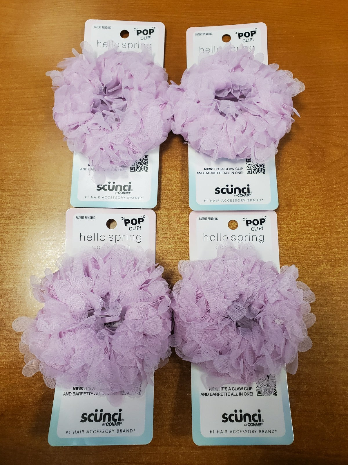 4 Pack: Scunci Pop Clip Spring Collection Purple Claw Barrette (6211)