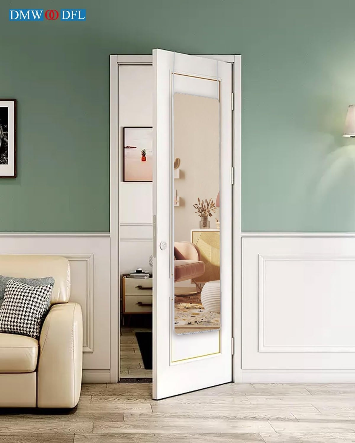 Over The Door Mirror 48x14 Full Length Rectangular Shatterproof Silver White