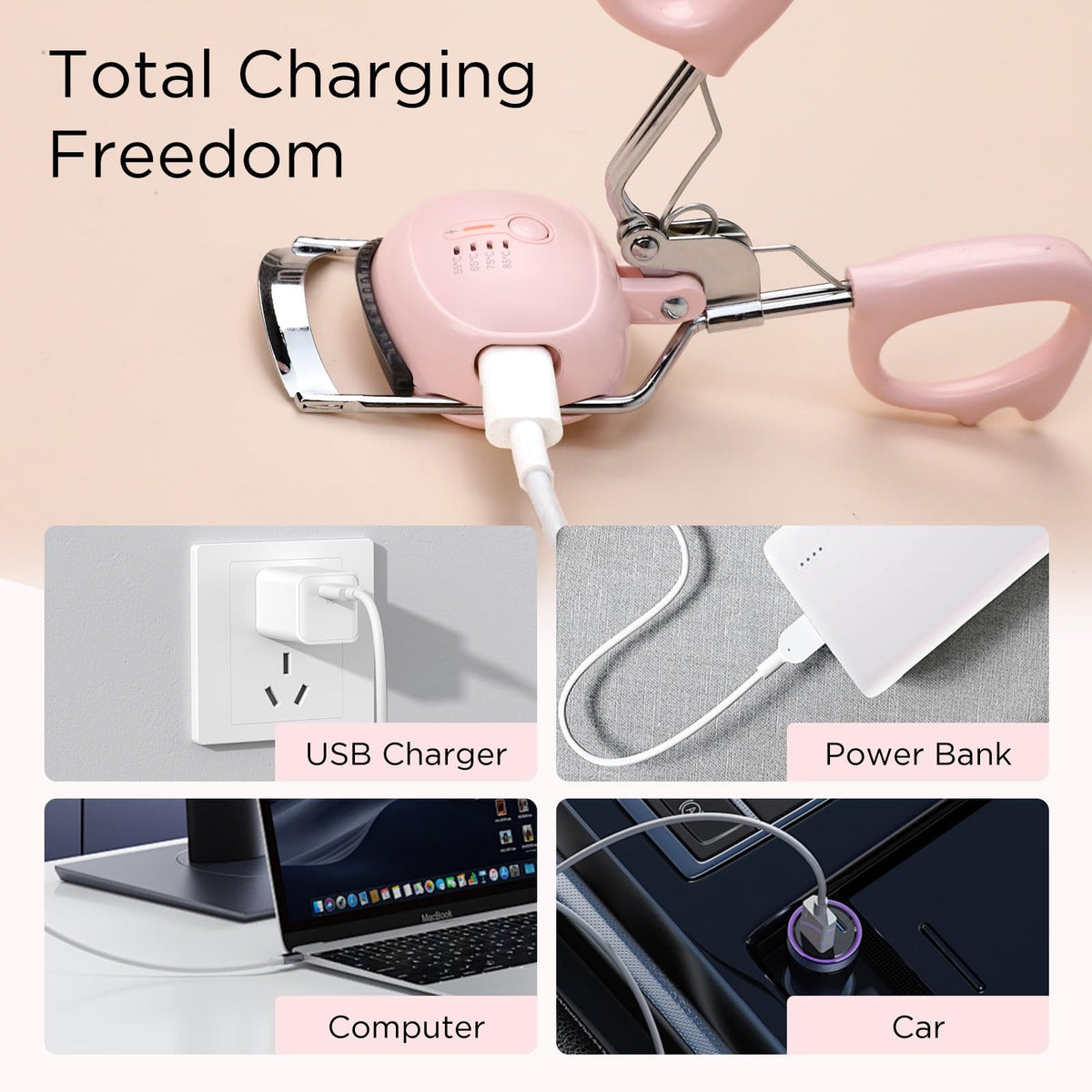 Electric Heated Eyelash Curler Fast 5s Heat Up Safe Anti-Burn 4D Lashes