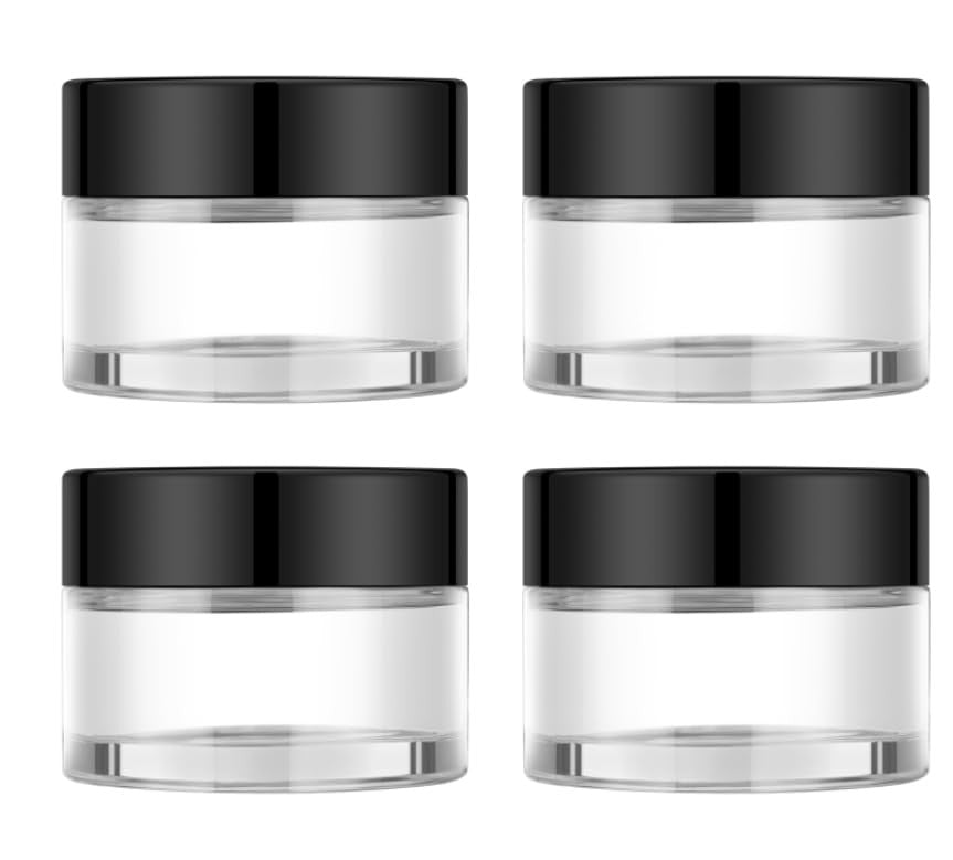 4 Pack 1oz Small Reusable Glass Jars with Airtight Lids for Cosmetics & DIY