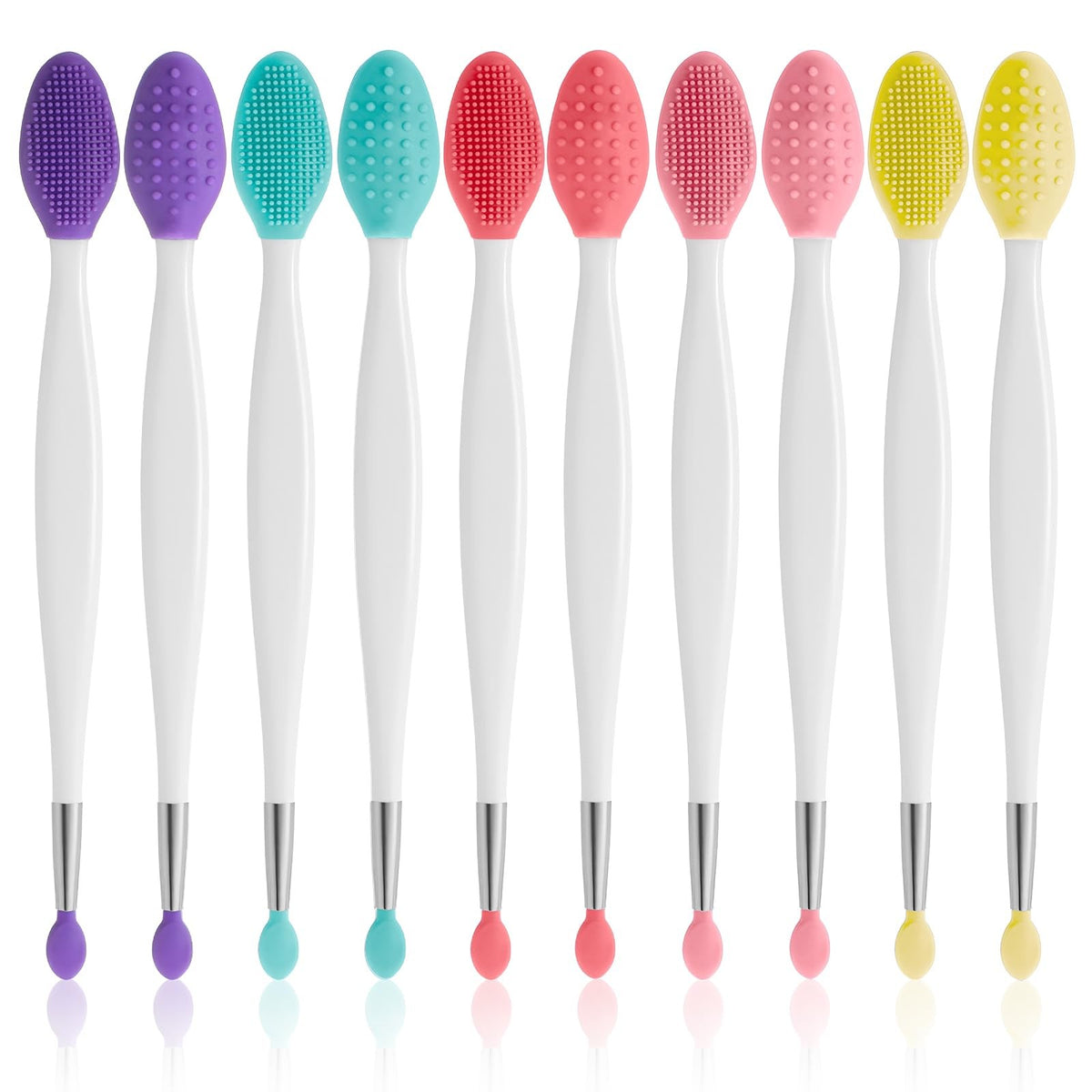 10 Pcs Lip Scrub Brush Set - Silicone Exfoliating & Applicator Tools in Multiple Colors