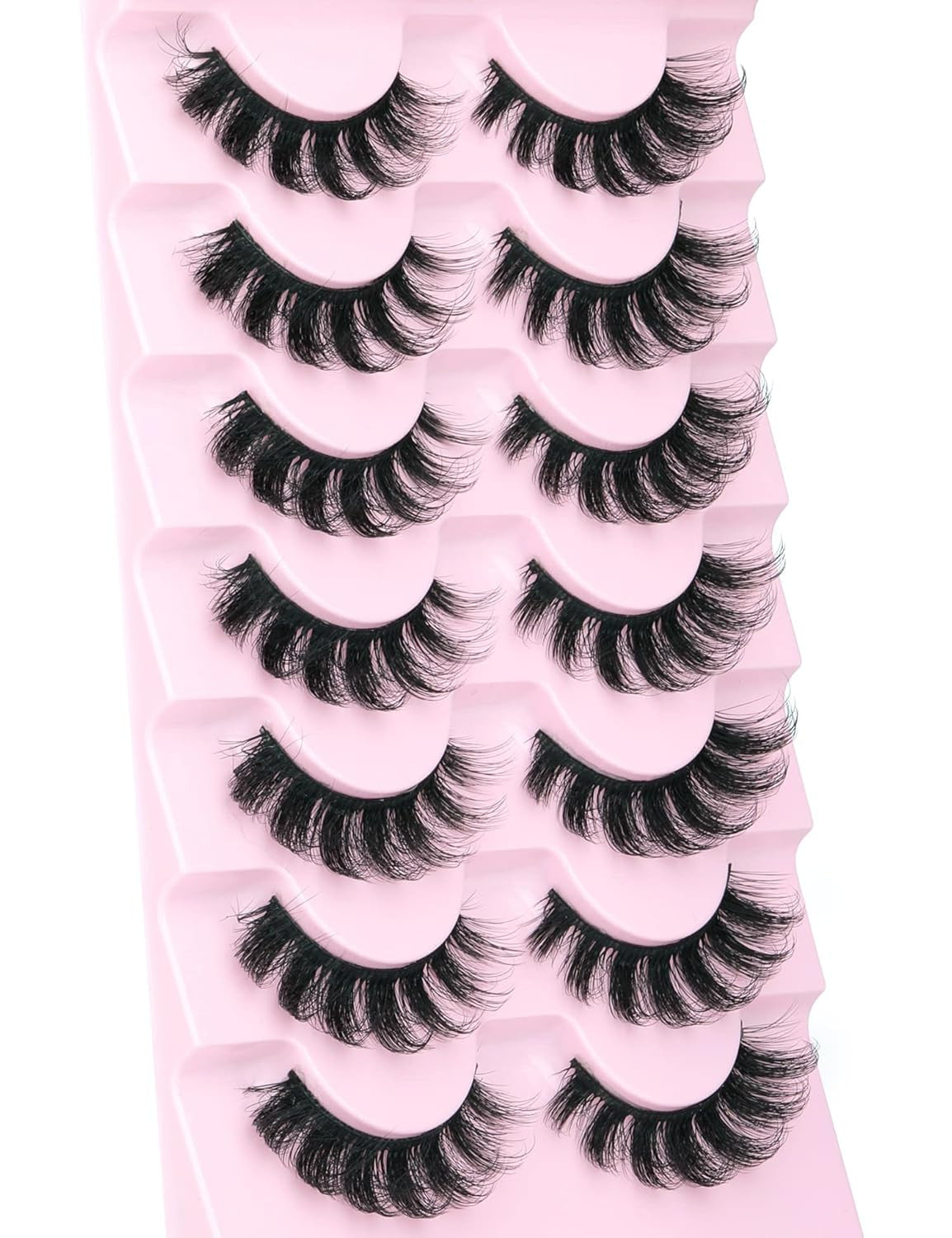 Fluffy Wispy Mink Faux Eyelashes 3D D Curl Natural Look 7 Pairs