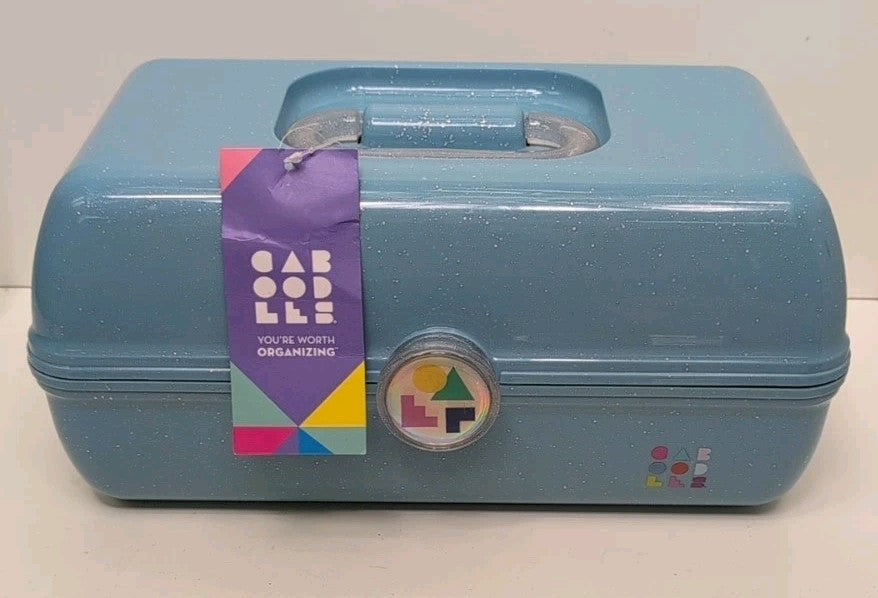 Blue Sparkle Travel Cosmetic Case - On-The-Go Girl Makeup Organizer