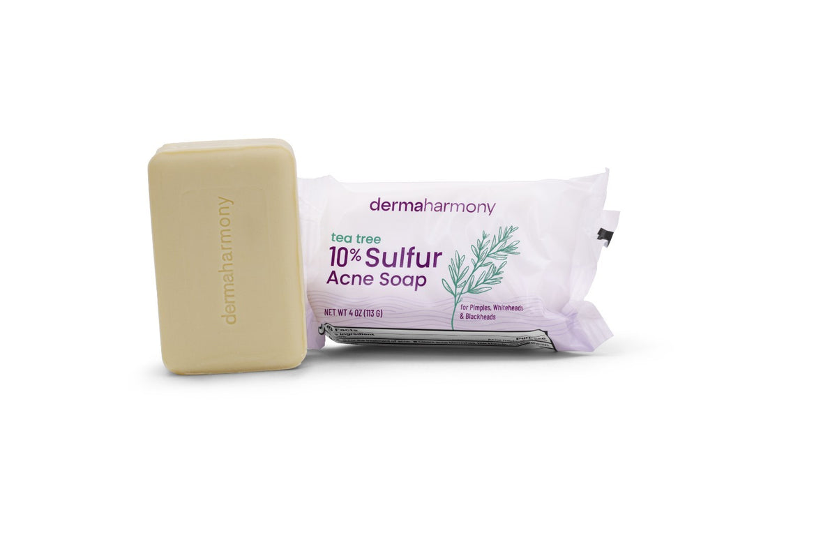Sulfur Soap with Tea Tree Oil - Acne Face & Body Cleansing Bar 4oz