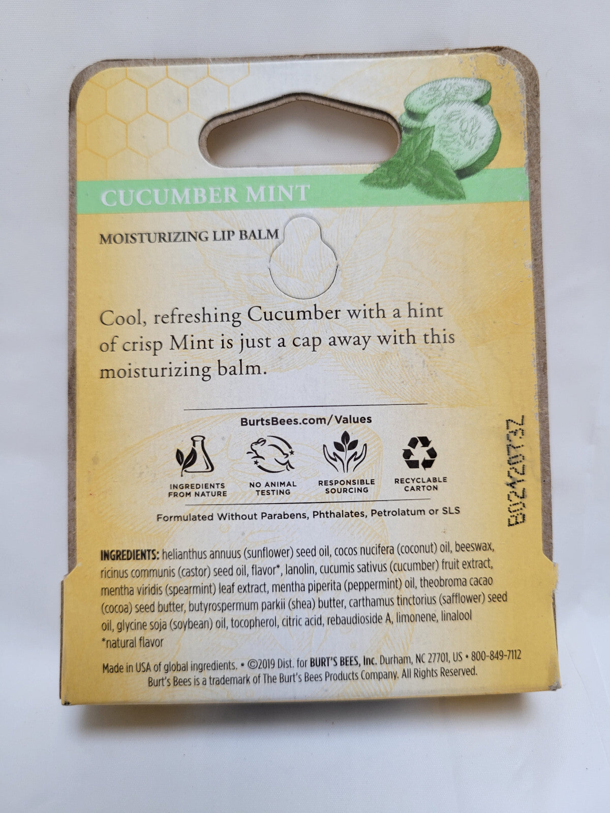 Moisturizing Lip Balm with Cucumber and Mint - 0.15 oz, Burt's Bees