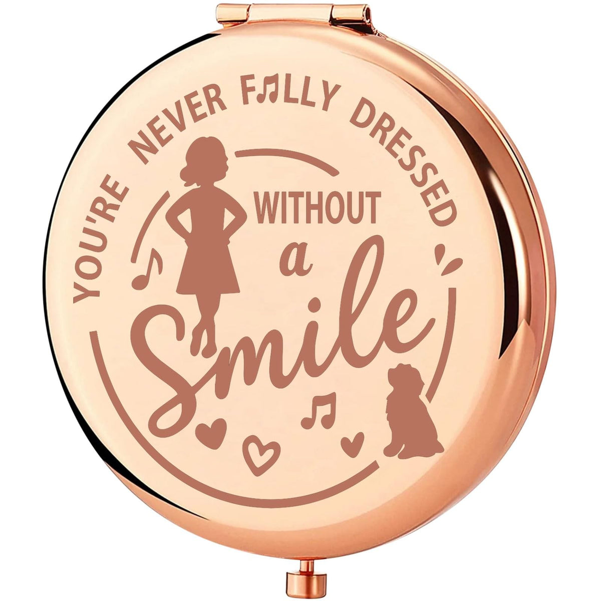 Pocket Mirror with Musical Design - Durable Stainless Steel Compact Mirror - Without Smile