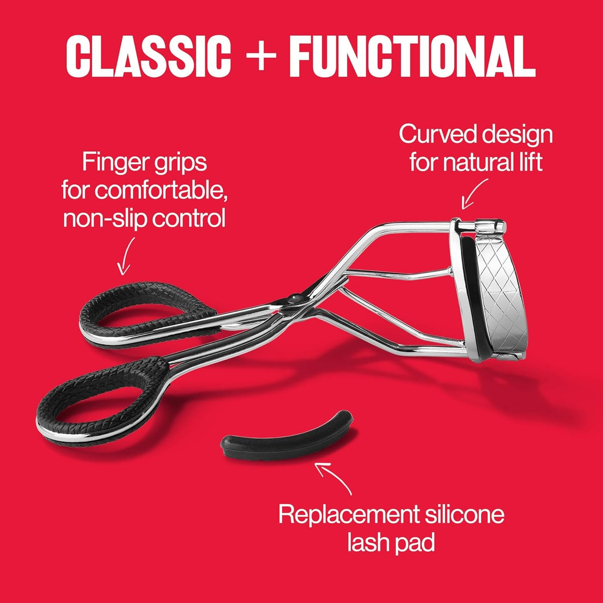 Eyelash Curler with Replacement Pad - Natural & Dramatic Curling