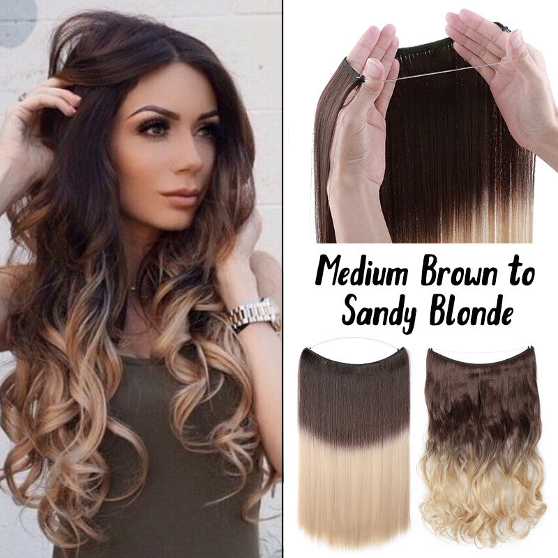 Natural Wire-In Hair Extensions Clip-In Nano Ring Hairpiece - Versatile & Easy to Use