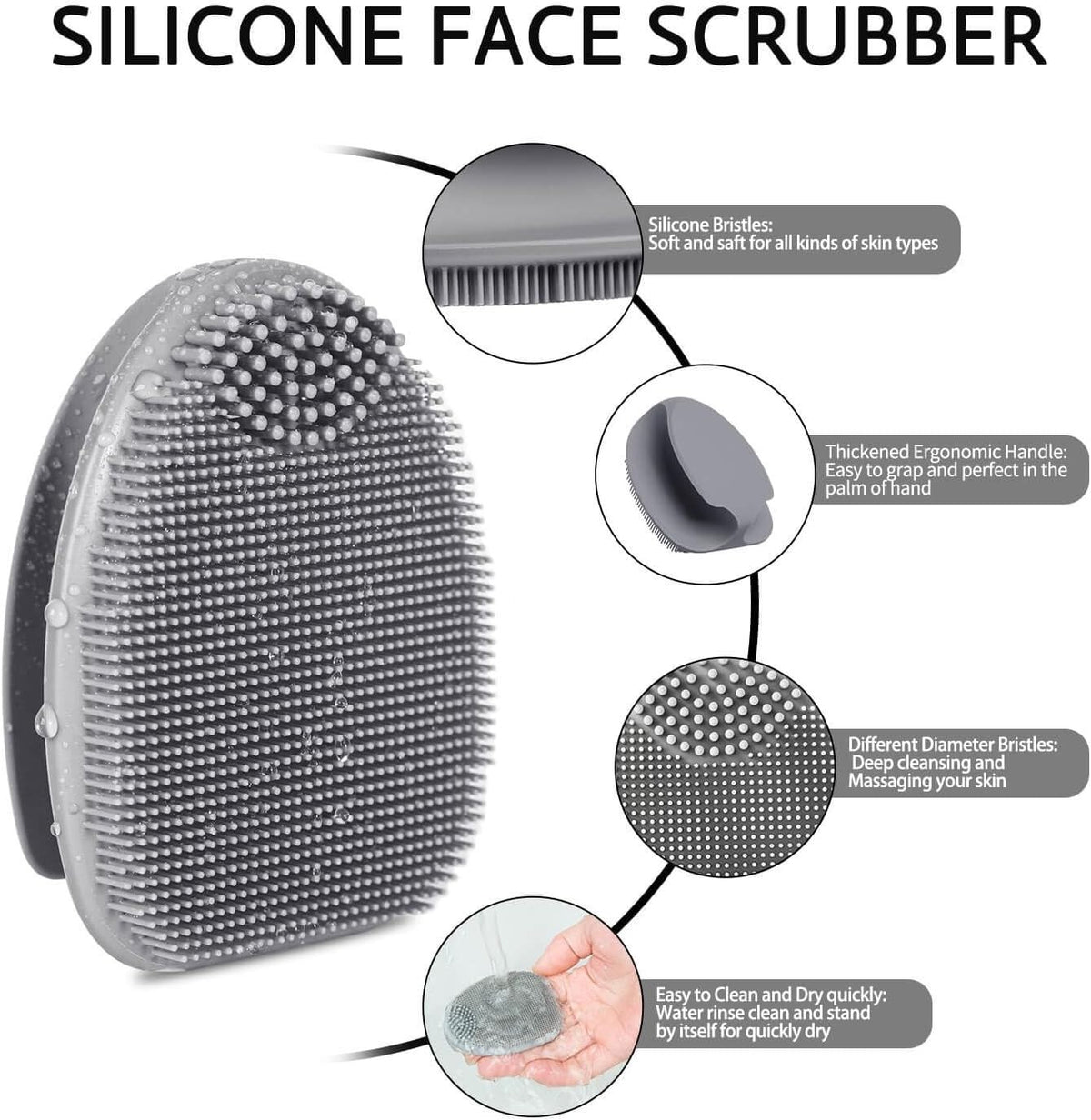 Silicone Face Brush Set for Exfoliating & Deep Cleansing - Travel Friendly, Hypoallergenic