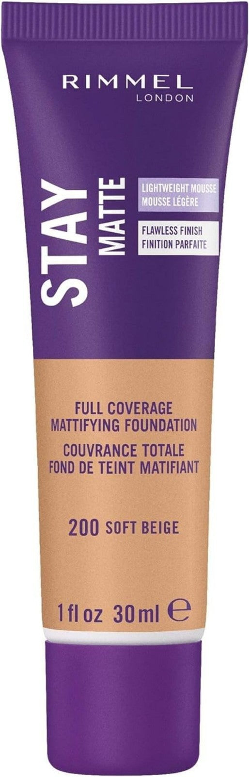 Rimmel Stay Matte Liquid Mousse Foundation Soft Beige 1 Ounce - Oil-Free, Long-Lasting Matte Finish