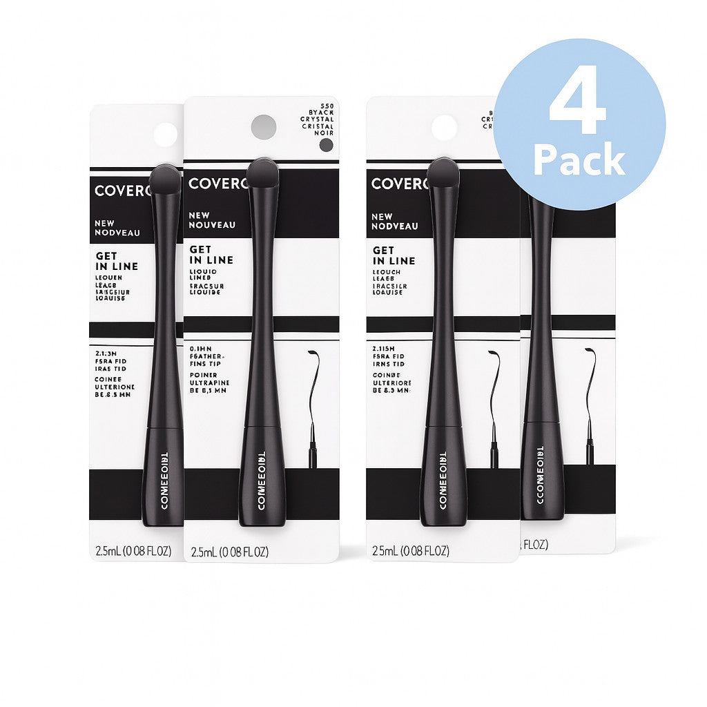 Liquid Eyeliner 4 Pack - Waterproof Fine Tip for Precise Eye Definition