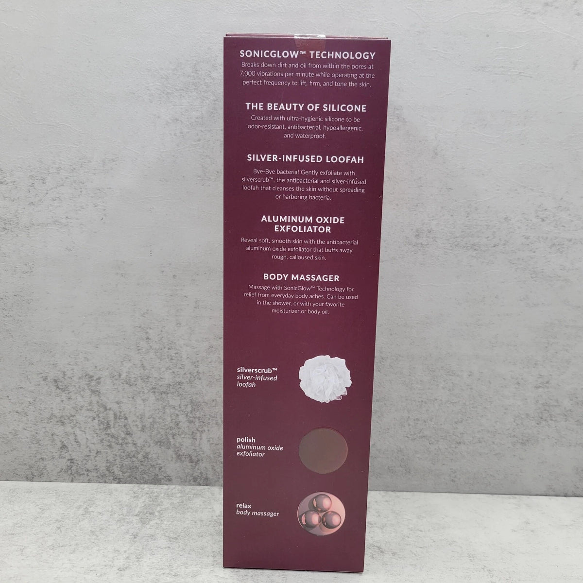 PMD Clean Body Smart Body Cleansing Device with Silicone Brush - Berry NEW
