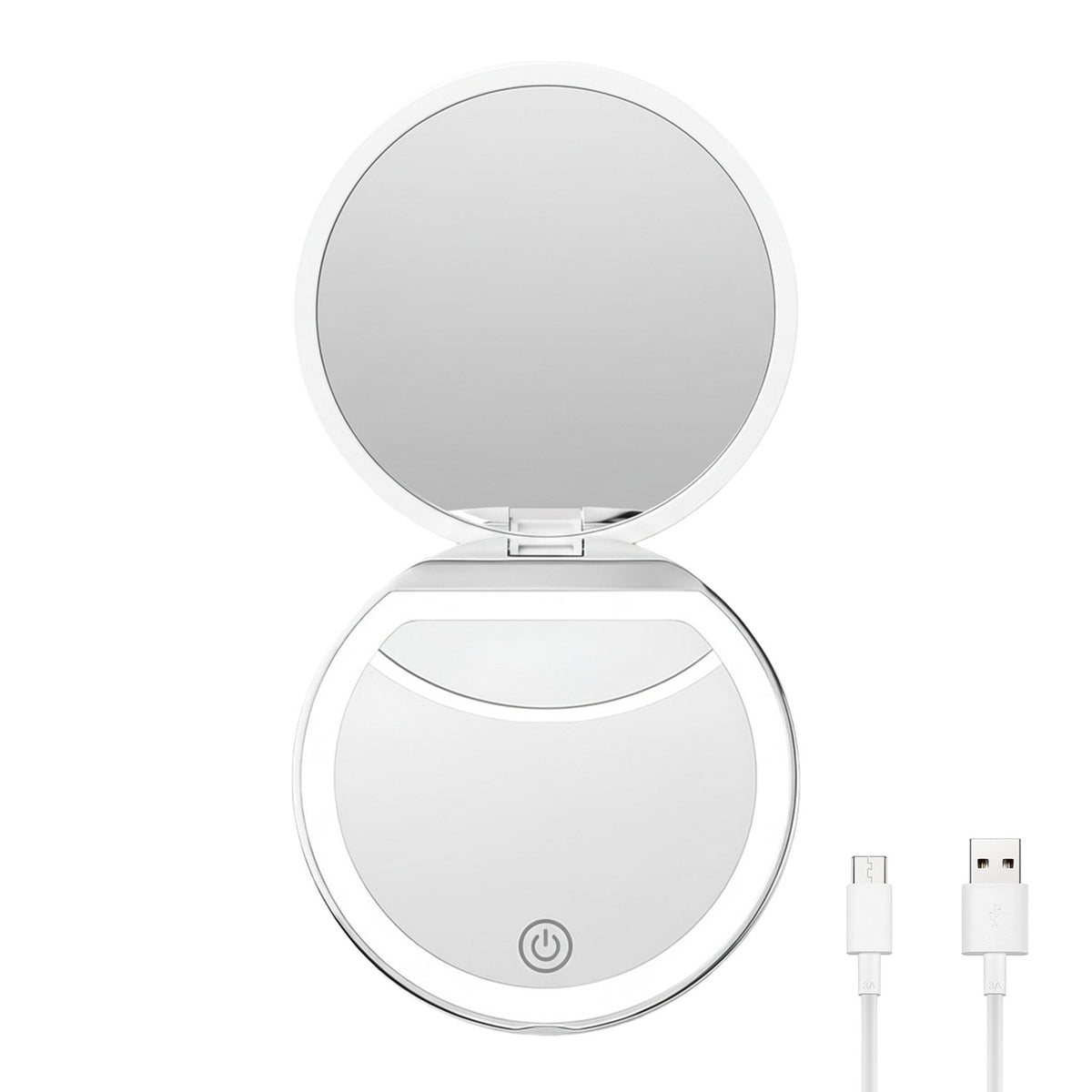 Rechargeable Travel LED Compact Mirror with Light and Magnification