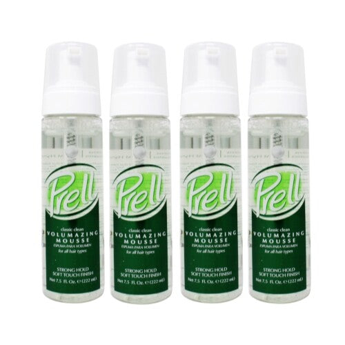 Prell Volumazing Hair Mousse 4-Pack - Strong Hold & Voluminous Finish