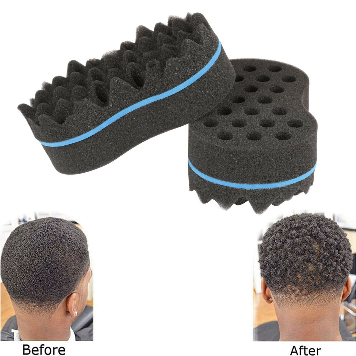 2PCS Hair Sponge Barber Twist Curl Brush Dreads Locking Afro Coil Comb