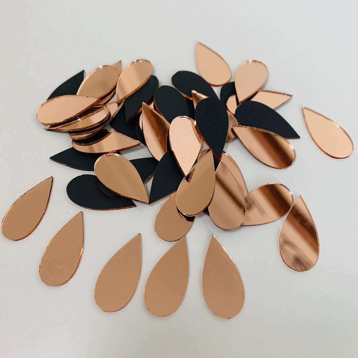Rose Gold Teardrop Mirror Tiles 150pcs 1" x 1/2" Mosaic Glass Craft Decor