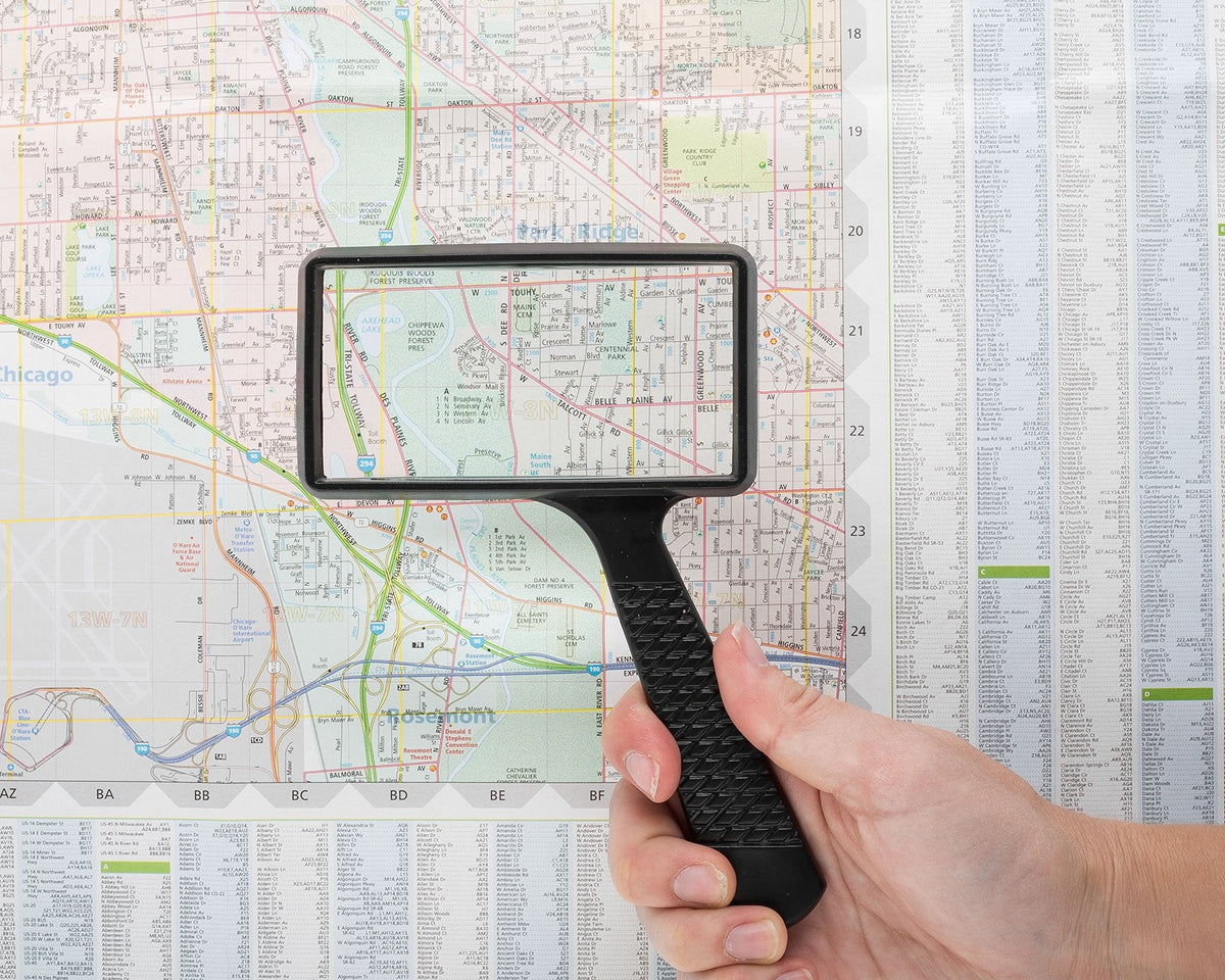 Jumbo Rectangular Handheld Magnifying Glass with Scratch-Resistant Glass - 3X Magnification
