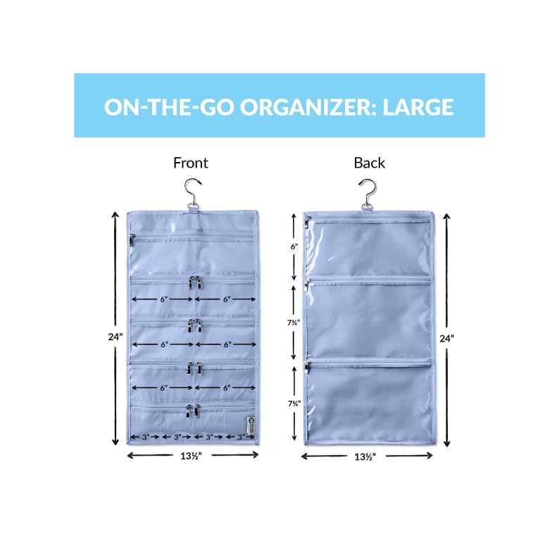 Travel Organizer Bag with 14 Clear Vinyl Pockets Large Hanging Case