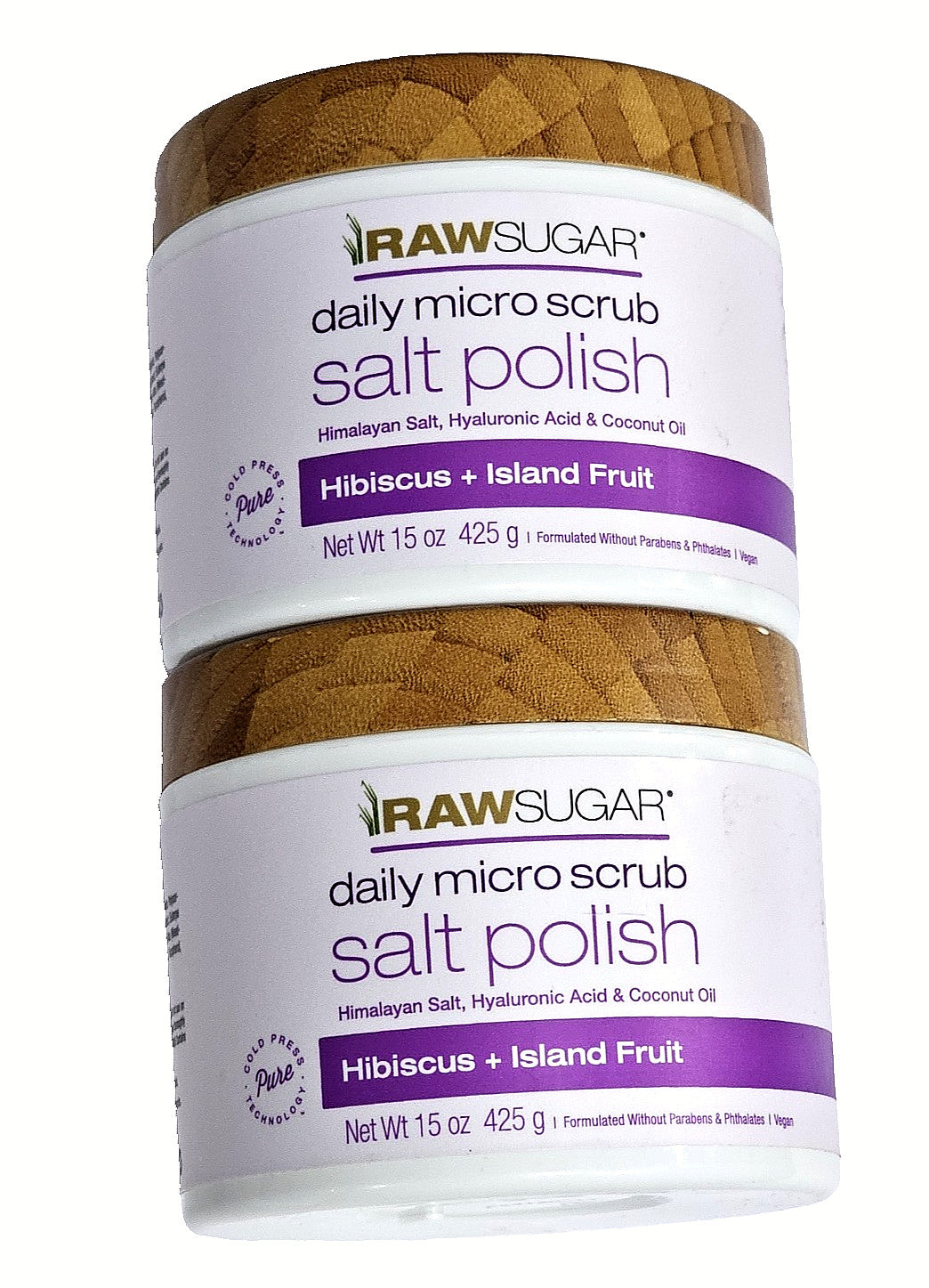 2 Pack Hibiscus Salt Body Scrub - Raw Sugar Daily Micro Exfoliant 15oz