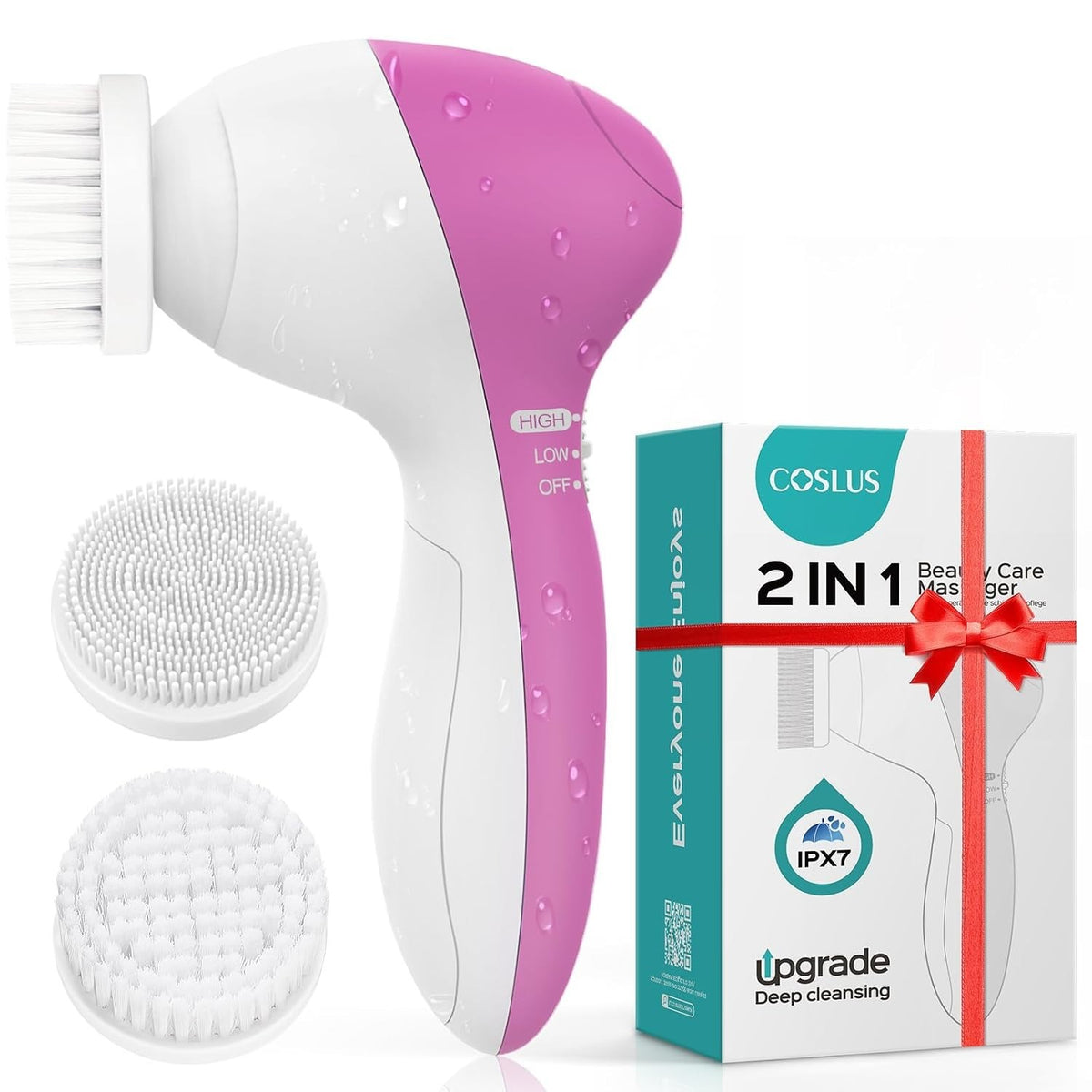 2-Speed Sonic Facial Brush Waterproof Rechargeable Exfoliator