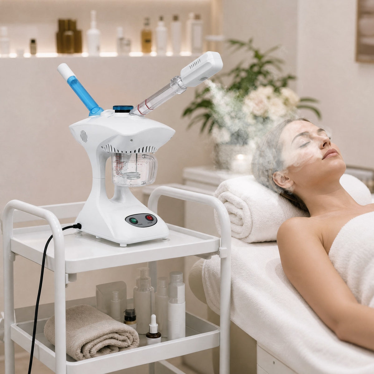 2-in-1 Facial Steamer with 360° Rotating Spray Head & 15.2oz Water Tank