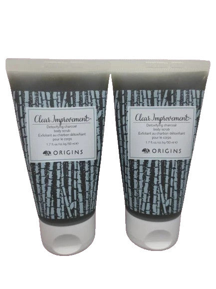 ORIGINS CLEAR IMPROVEMENT DETOXIFYING CHARCOAL BODY SCRUB 1.7 OZ 2PCS
