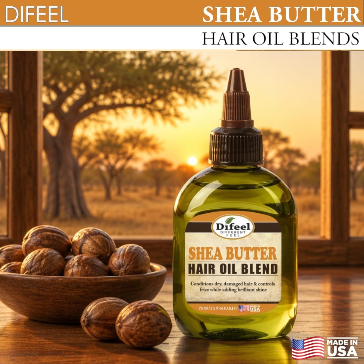 Travel-Sized Shea Butter Hair Oil Blend for Damaged, Dry, Frizzy Hair