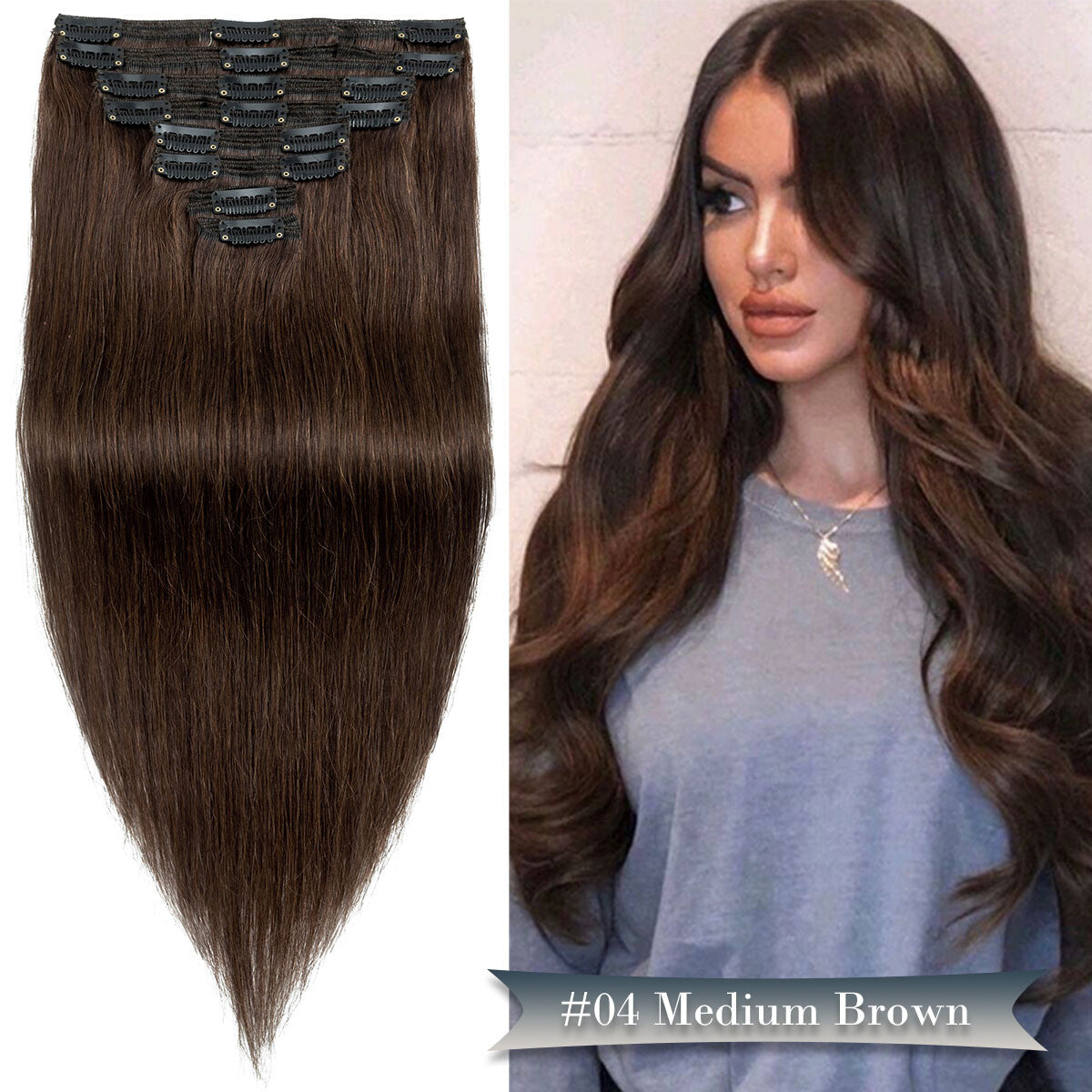 Double Weft Clip-In Human Hair Extensions Full Head - Thick & Tangle-Free