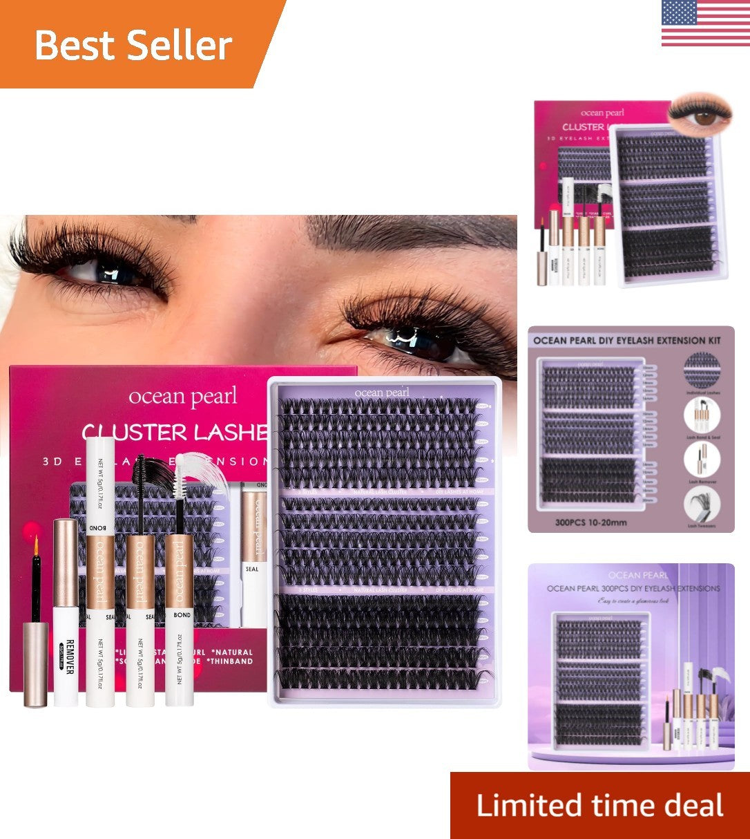 DIY Lash Extension Kit with 300 Cluster Lashes & Adhesives for Salon-Quality Looks