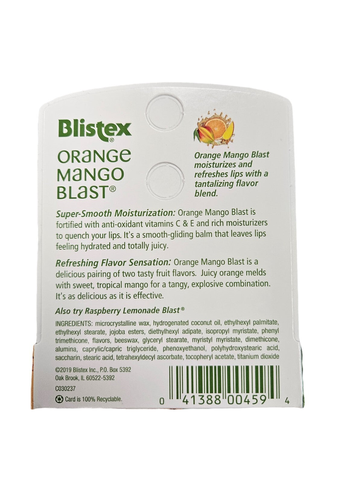 Orange Mango Blast Lip Balm Stick - Hydrating 0.15oz Lip Treatment