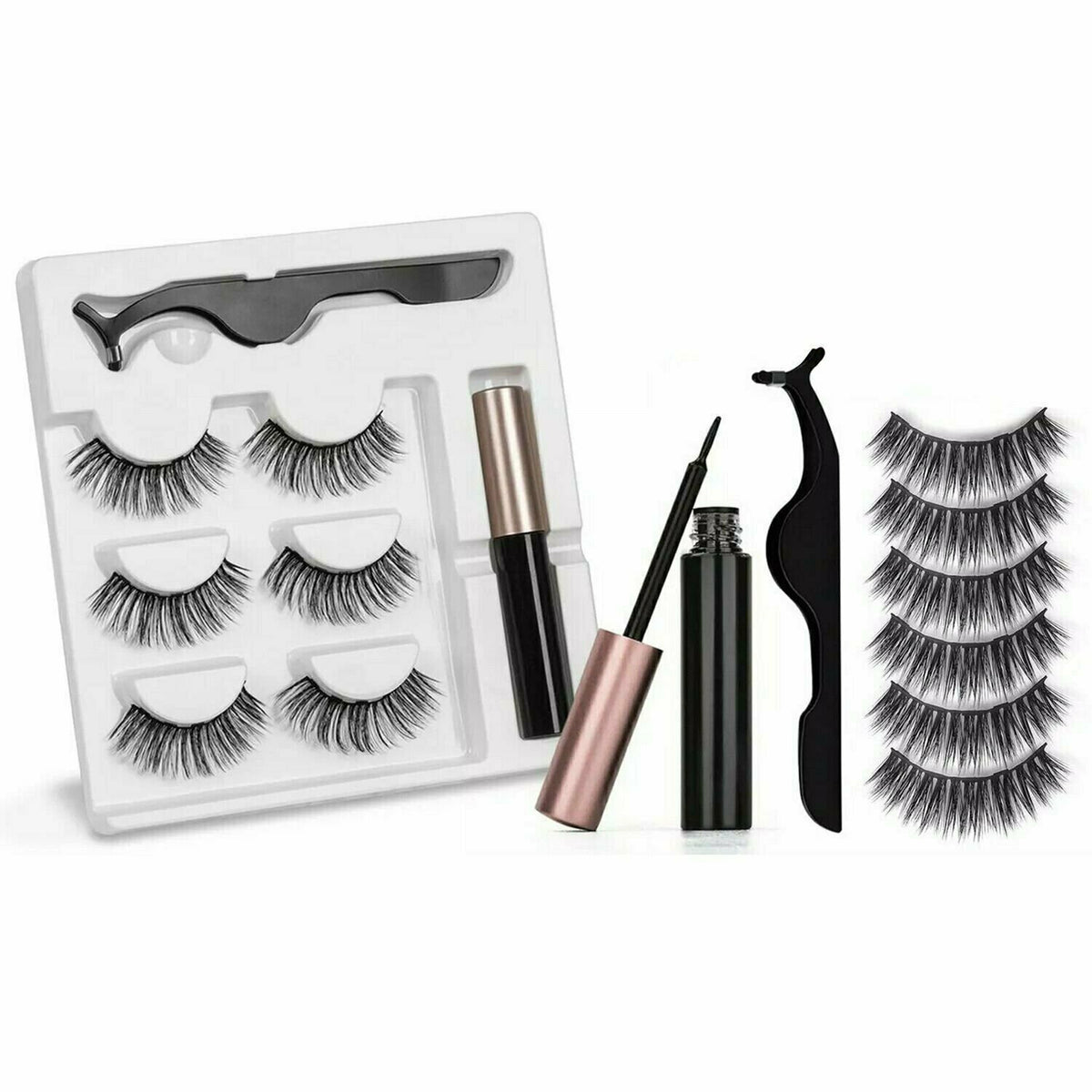 Magnetic Eyelash and Eyeliner Kit - 3 Pairs, Long Lasting, Easy to Use