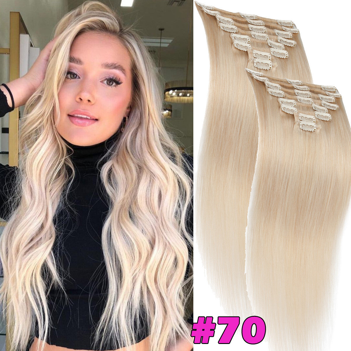 Seamless Clip-In Human Hair Extensions - Full Head Remy Hair Wefts