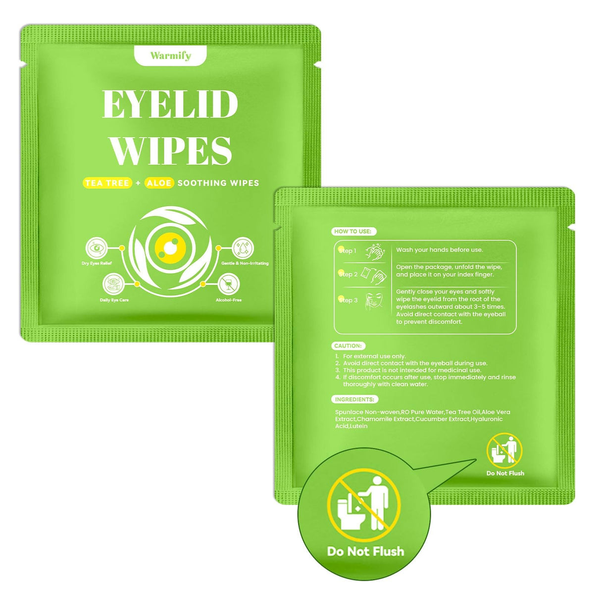 Tea Tree Oil Eyelid Wipes - Individually Wrapped, Gentle Eye & Lash Cleanser