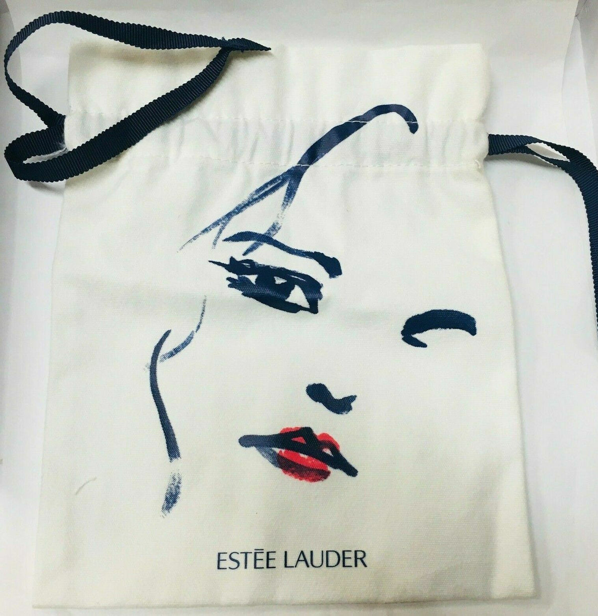 Estée Lauder White & Blue Drawstring Bag – Authentic Cosmetic Accessory