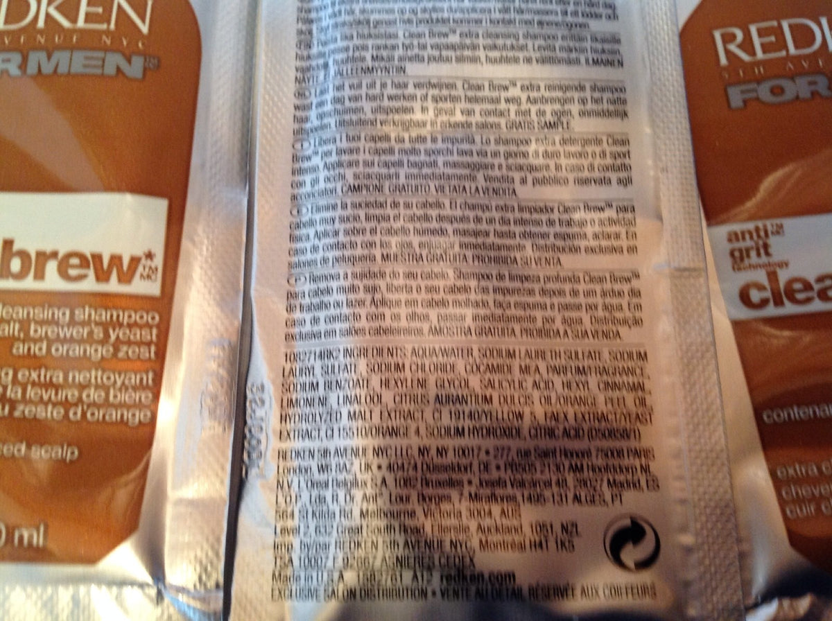 Redken For Men Clean Brew Shampoo Sample Pack - Travel & Gym Size