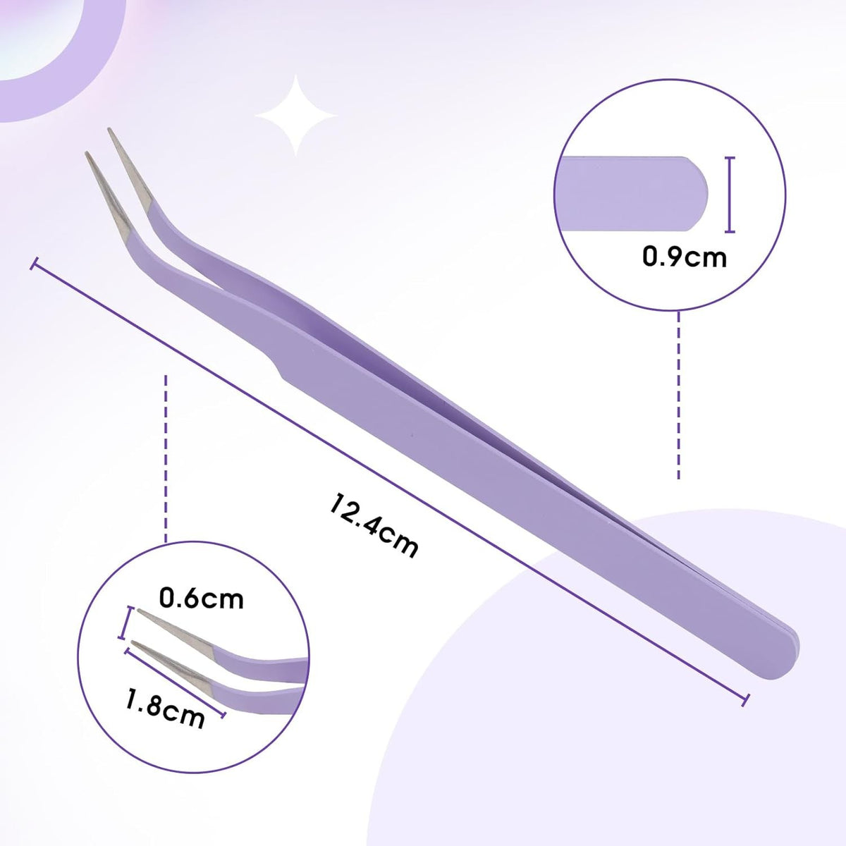 Professional Eyelash Tweezers Set - Stainless Steel Purple Lash Applicator Tool
