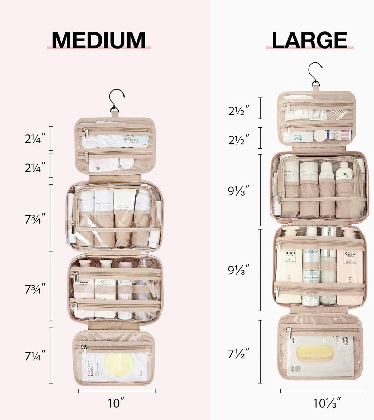 Travel Toiletry Bag with Hanging Hook and TSA Approved Transparent Cosmetic Bag