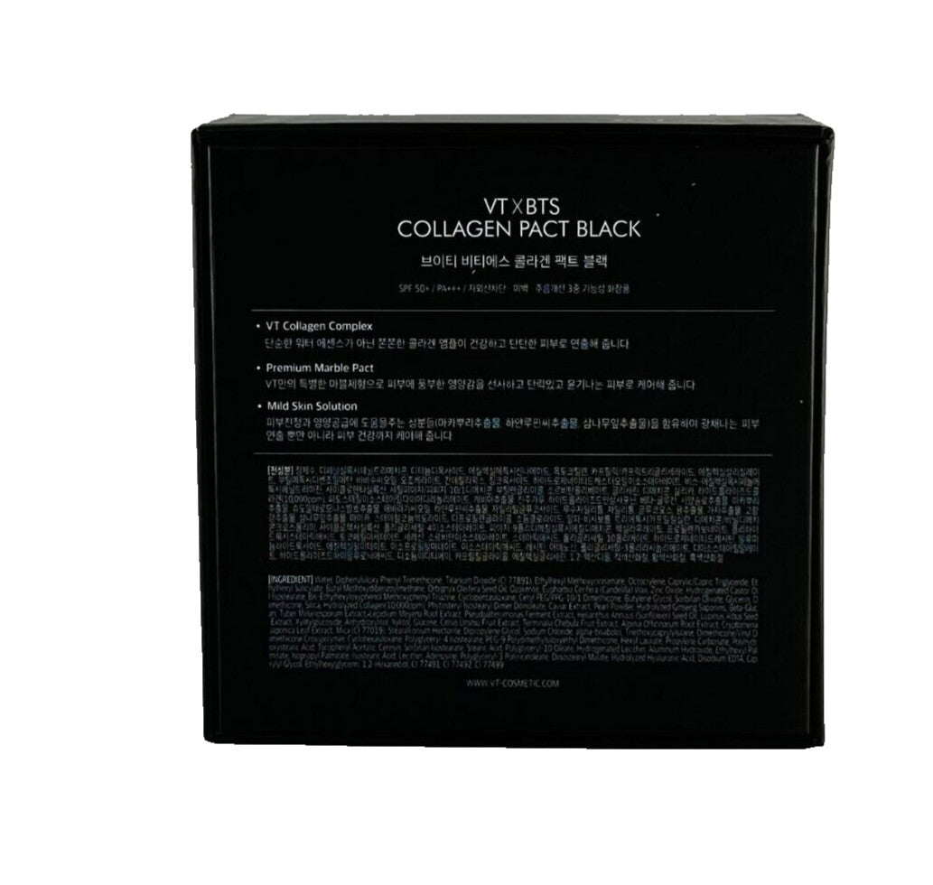 VT X BTS Collagen Pact Skin Cover SPF50+ with Stickers #23 - Black Edition
