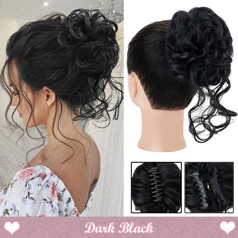 Messy Bun Claw Hair Clip Extensions - Curly Thick Updo Accessory