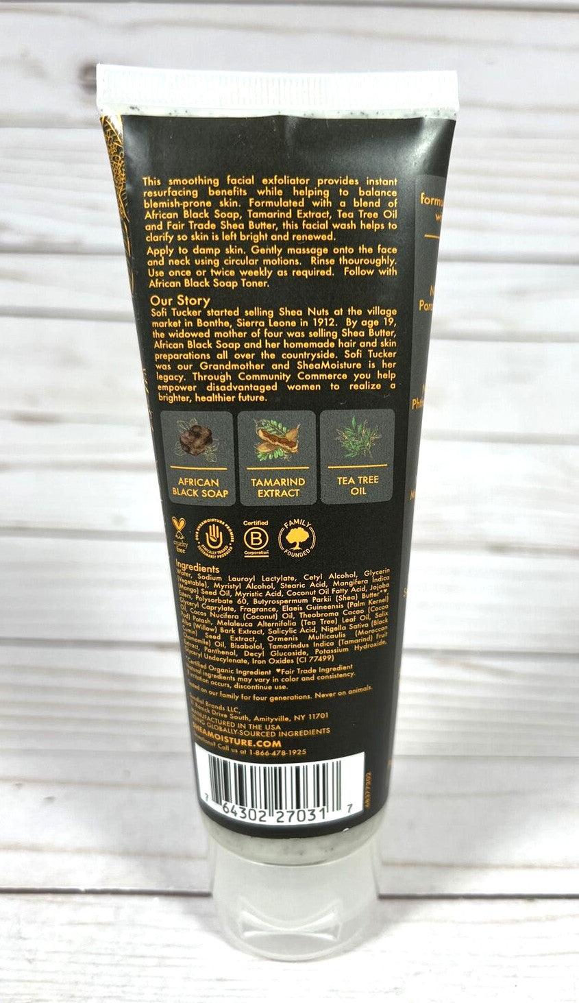 Shea Moisture Clarifying Facial Wash & Scrub African Black Soap 4oz