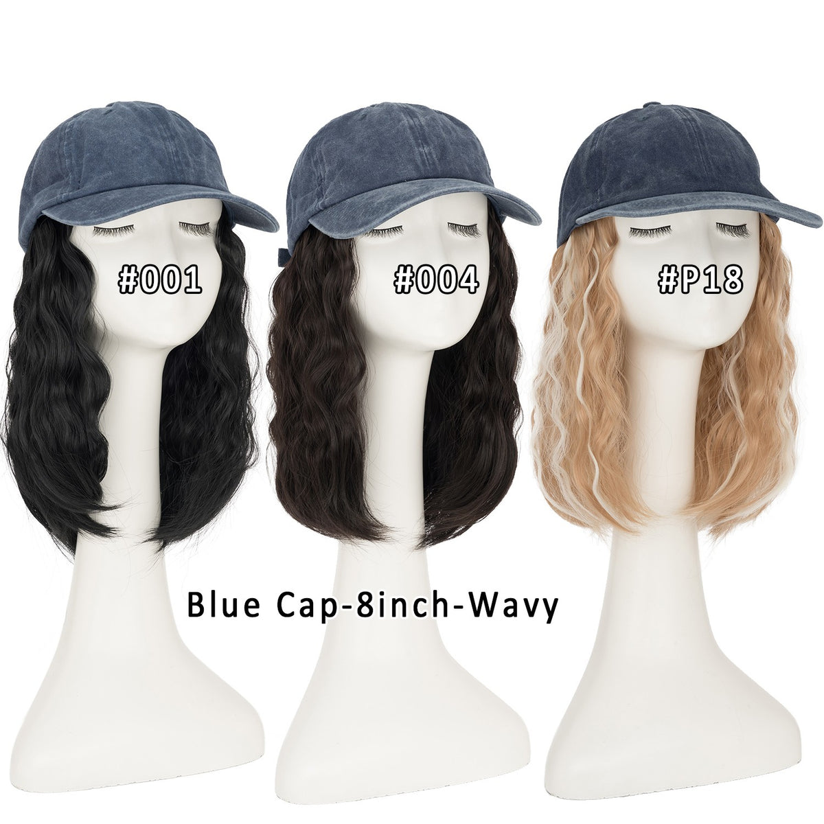 Women Wavy Wig Baseball Cap with Synthetic Hair Adjustable Dad Hat Natural Look