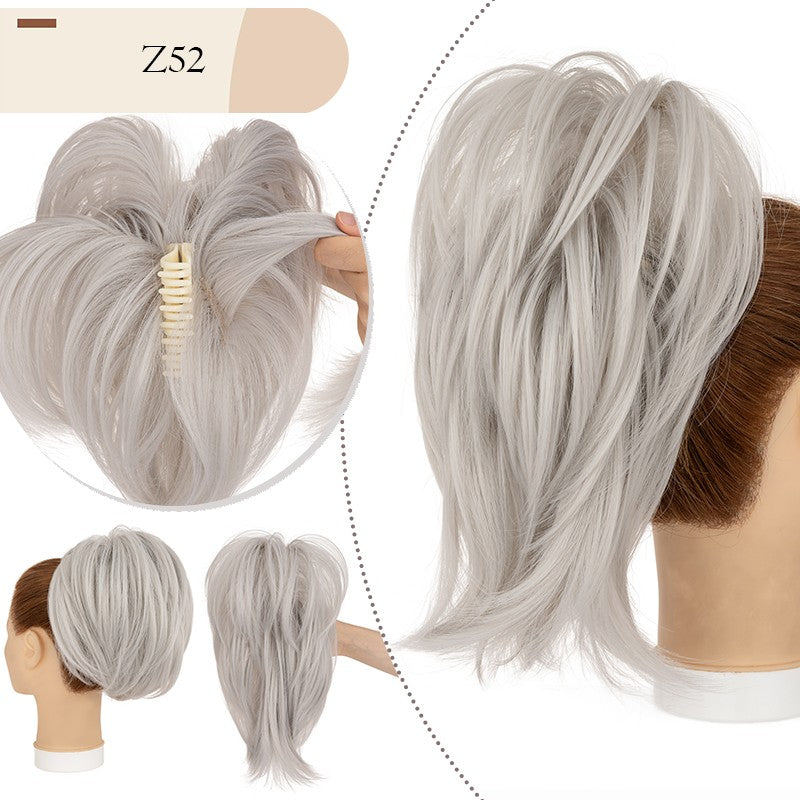 Messy Bun Scrunchie Hair Ponytail Claw Clip Updo Extensions - Thick Ombre Style
