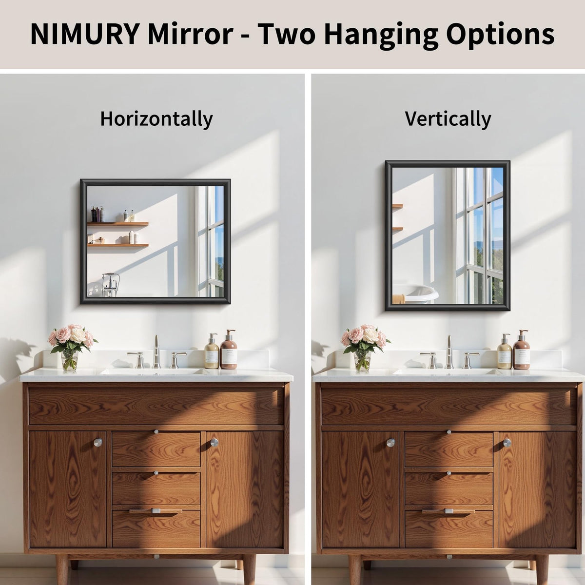 Black Bathroom Mirror 20x24 Inch Framed Wall Mirror for Vanity