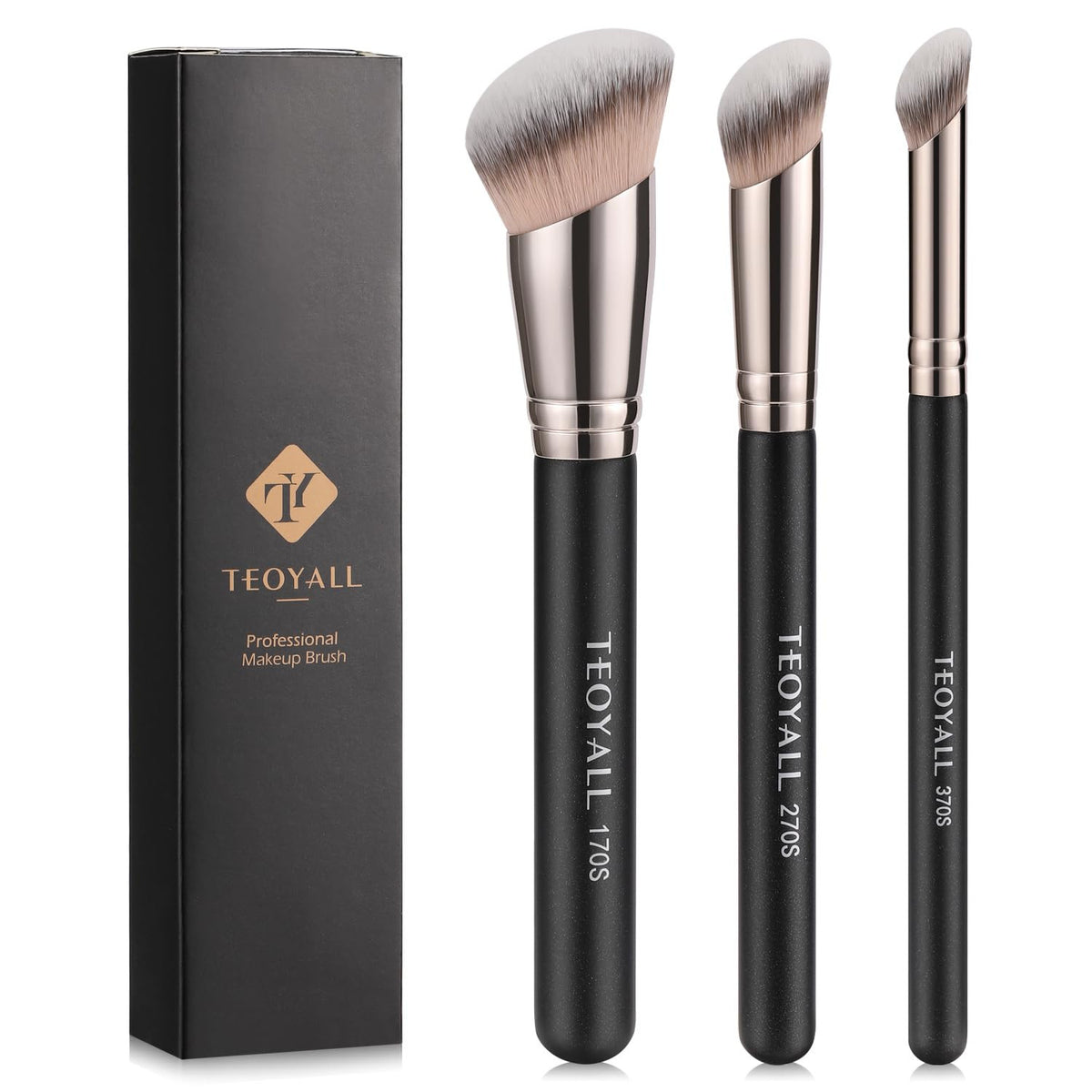 3PCS Makeup Brush Set - Angled Synthetic Kabuki Contour Foundation Tools