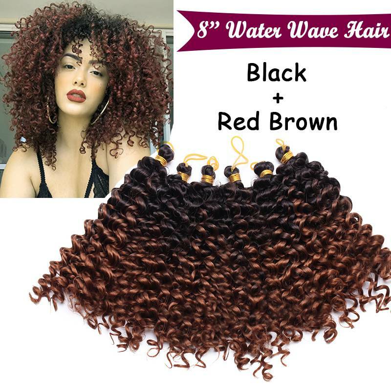 Hair Extensions Pre-Cilled Water Wave Crochet Braids Ombre 8-14 Inch