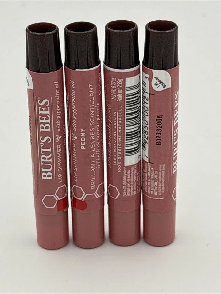 Moisturizing Lip Gloss Set - Burt's Bees Lip Shimmer Peony 4 Pack