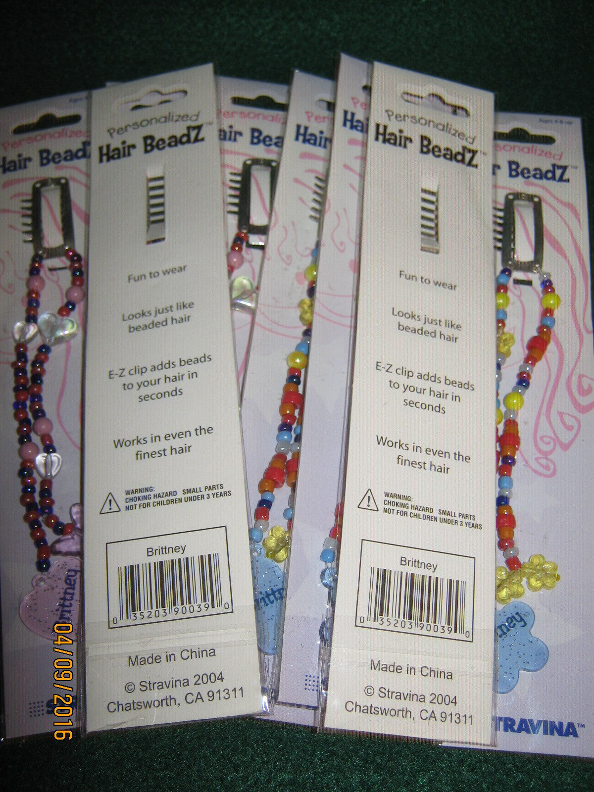 (20) Hair Beads "BRITTNEY" PINK&BLUE Stravina/Beadz - Age 4 &Up
