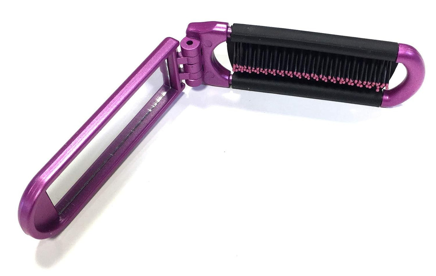Portable Folding Hair Brush with Mirror - 2 Colors for Travel & Touch-Ups