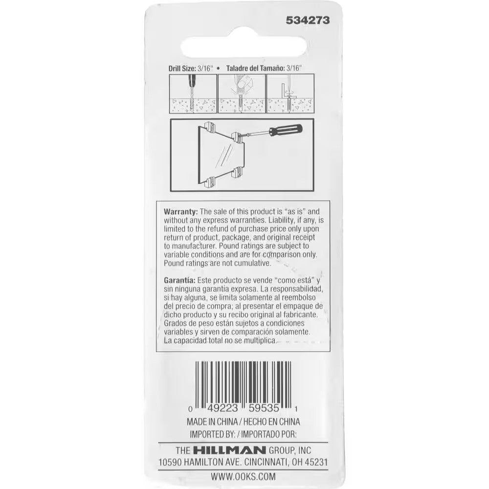 Plastic Mirror Clips 1/4 Inch Clear Wall Mounting Hardware Pack of 8