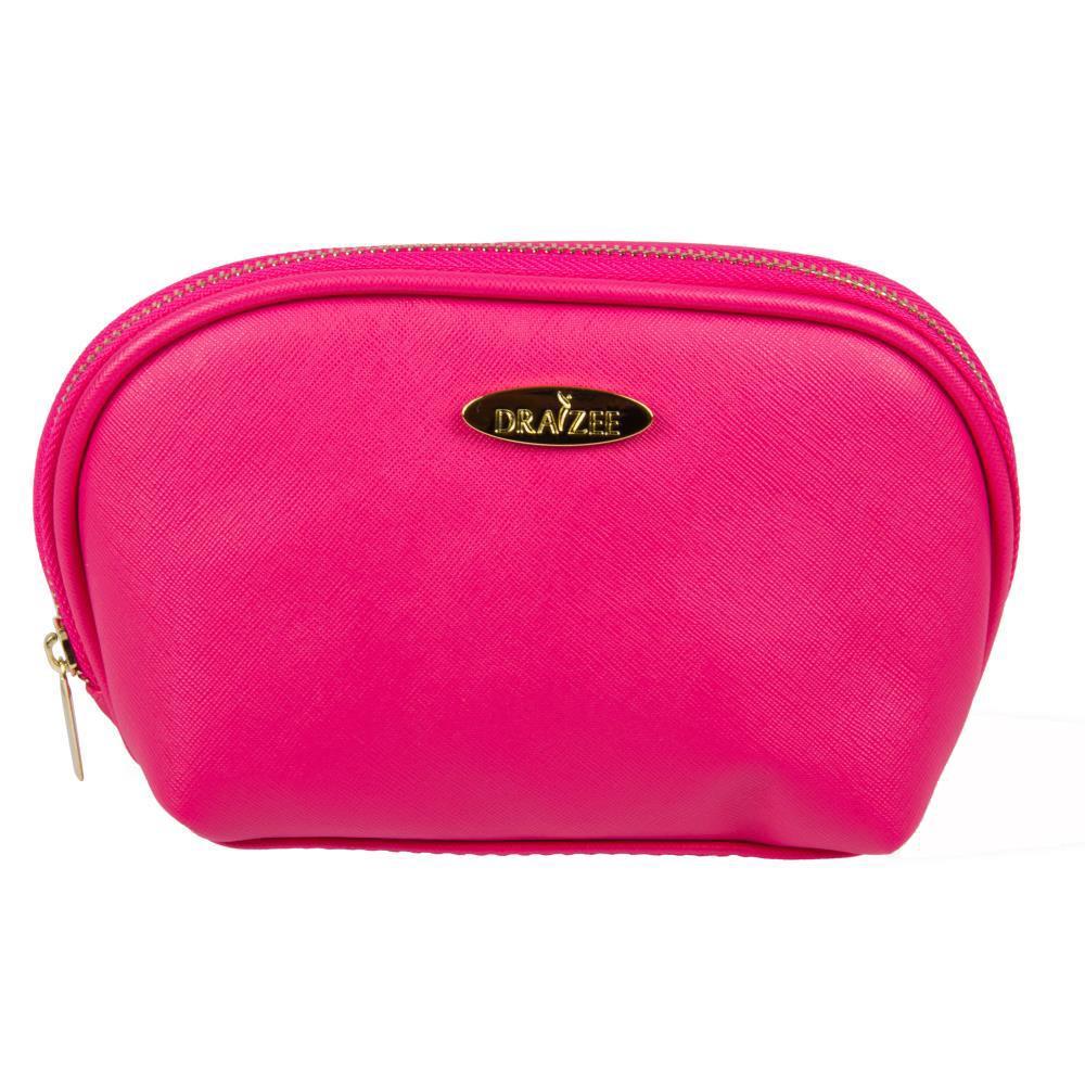 Pink Travel Cosmetic Bag - PU Leather Organizer for Makeup & Accessories